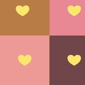 Heart in a box - yellow in dark sand, rosa, dark rose (large)