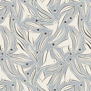 Birds and Berries | creamy white, French gray, raisin black | all over print
