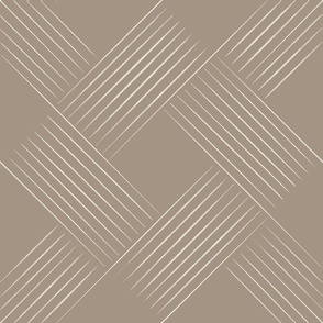 Contemporary Geometric Weave _ Creamy White_ Khaki Brown _ Lines