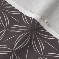 Flowers and Lines _ Creamy White_ Purple-Brown-Gray _ Floral