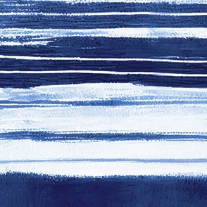 Navy Blue  White Horizontal Watercolor Stripes
