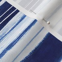 Navy Blue  White Horizontal Watercolor Stripes Smaller Scale