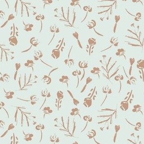 Medium 9 in. Nature's Nook Floral Taupe in Baby Blue Fabric.