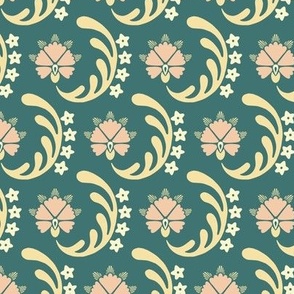 Carnation Motif Newport Green Medium 