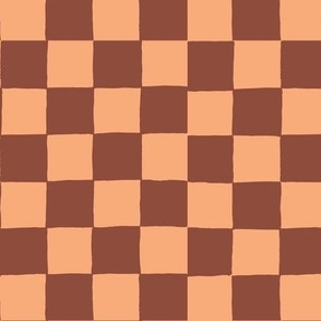 Hand Drawn Checkerboard brown-peach small