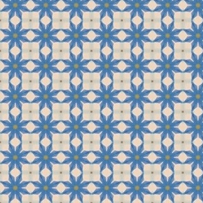 Saltillo Blue Flower - abstract geometric - squares, hexagons - grid