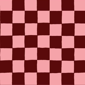 Hand Drawn Checkerboard brown-pink