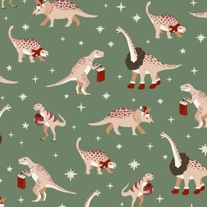 Christmas Dinosaurs - Small - Green
