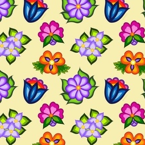 Yellow Ojibwe Floral Design Pattern