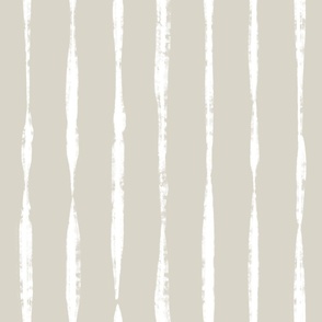 Taupe with varying width vertical white chalk stripes