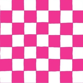 Hand Drawn Checkerboard hot pink
