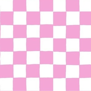 Hand Drawn Checkerboard mid pink