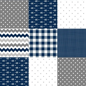 Navy Geometric - Wholecloth Cheater Quilt