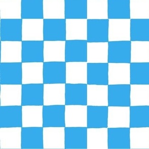 Hand Drawn Checkerboard bright blue small