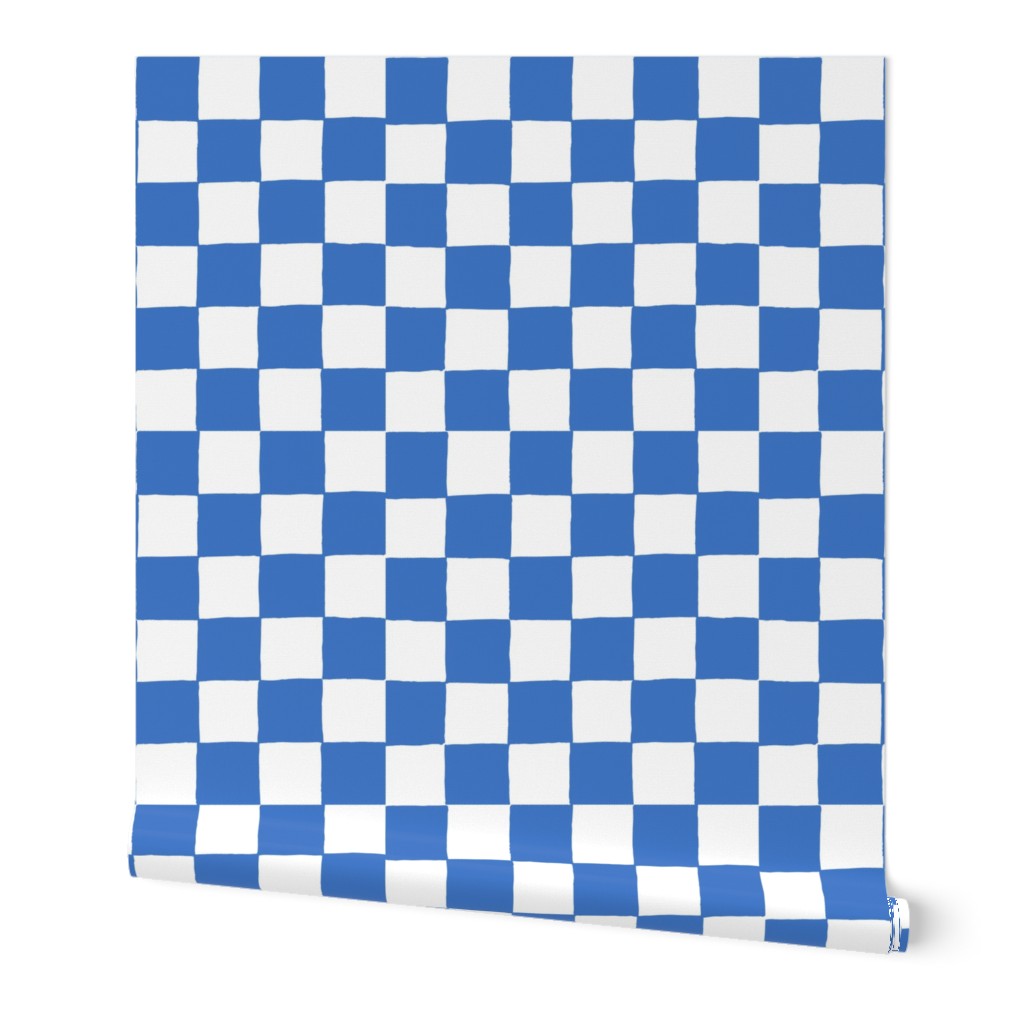 Hand Drawn Checkerboard ultramarine