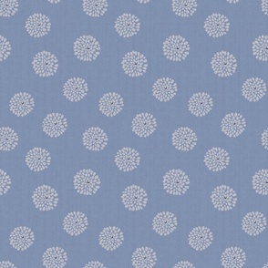 Denim  Flowers on medium blue (medium scale)