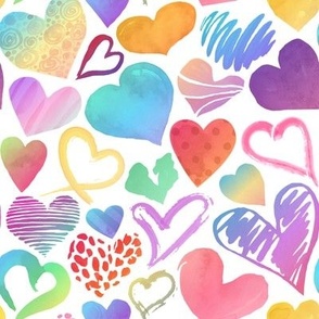 Watercolor Hearts Rainbow