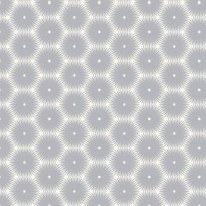  Silver-Gray (Metallic) on Seashell White Kaleidoscope Inspired. (Small print)