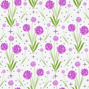Sweet Purple Pink Allium Dreams on Off White Background: Large