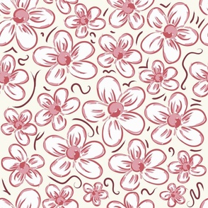 Painted Red, White, and Pink Flowers