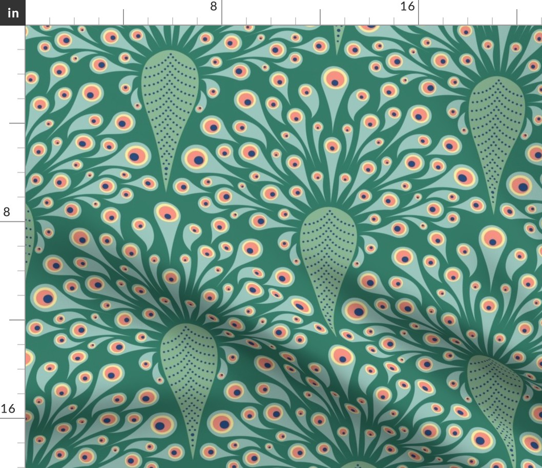 Abstract Peacock - Green - Large