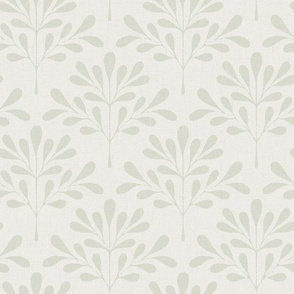 Small | Textured Foliage Branch Scallop Pattern in Sage