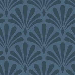 Small | Textured Art Nouveau Flower in Navy