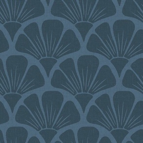 Small | Textured Art Nouveau Flower in Navy