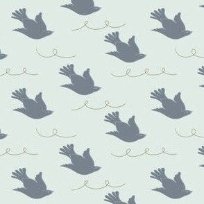 Bird’s Eye View Medium 4 in. Baby Blue & Gray. Minimalistic Design for Home Decor, Nursery Room and Crafts
