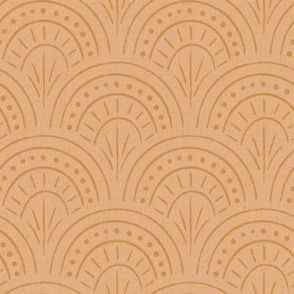 Small | Textured Boho Scallop Pattern in Mustard