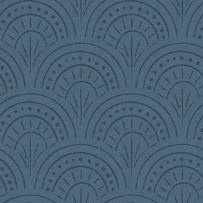 Small | Textured Boho Scallop Pattern in Navy