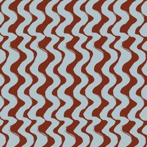 Wiggly Wavy Lines-Burnt Umber  and Light Blue
