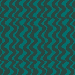 Wiggly Wavy Lines-Jade and Dark Emerald Green