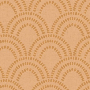 Small | Textured Brush Mark Scallop Pattern in Mustard