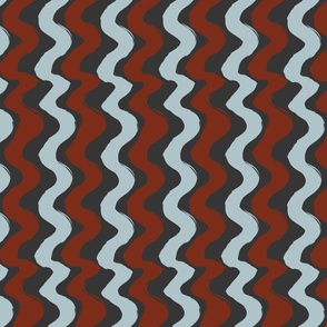 Thick Wiggly Wavy Lines- Burnt Umber, light blue on black