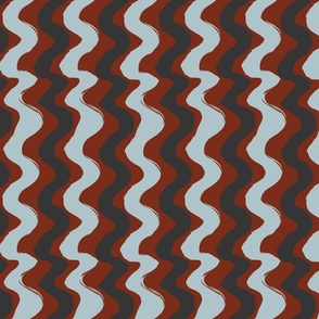 Thick Wiggly Wavy Lines-light blue, Burnt Umber on black