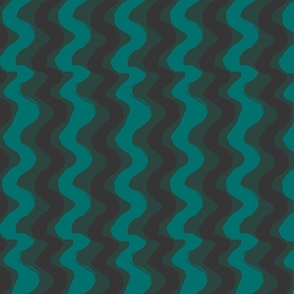 Thick Wiggly Wavy Lines- Jade, Emerald Green on black