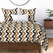 Thick Wiggly Wavy Lines- Black, Light brown on Cream