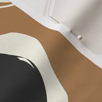 Thick Wiggly Wavy Lines- Black, Light brown on Cream