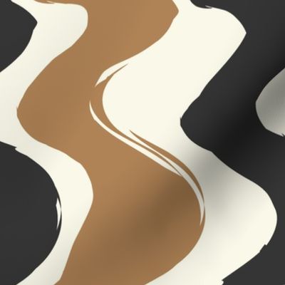 Thick Wiggly Wavy Lines- Black, Light brown on Cream