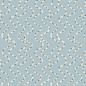 Thick, Thin Wiggly Wavy Lines- White on light blue