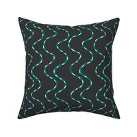 Thick, Thin Wiggly Wavy Lines- Green on Black