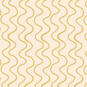 Thick, Thin Wiggly Wavy Lines- Mustard Yellow on Beige