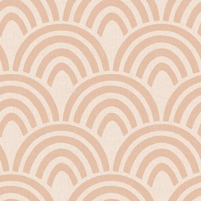 Small | Textured Rainbow Scallop Pattern in Earth Tones