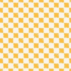 Scribble Checkered Pattern in Retro Orange on Cream