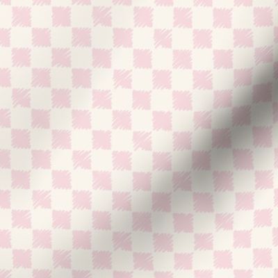 Scribble Checkered Pattern in Light Pink on Cream