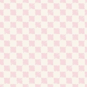 Scribble Checkered Pattern in Light Pink on Cream