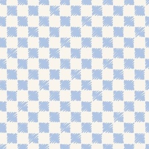 Scribble Checkered Pattern in Sky Blue on Cream