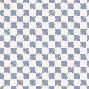 Scribble Checkered Pattern in Dark Blue on Cream