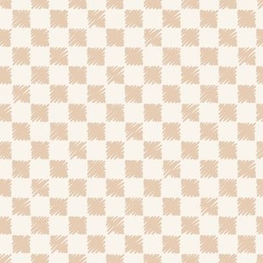 Scribble Checkered Pattern in Sandy Beige on Cream
